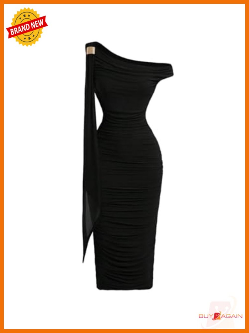 Floerns Off Shoulder Midi Dress Metal Sleeveless Ruched Bodycon Party Dress